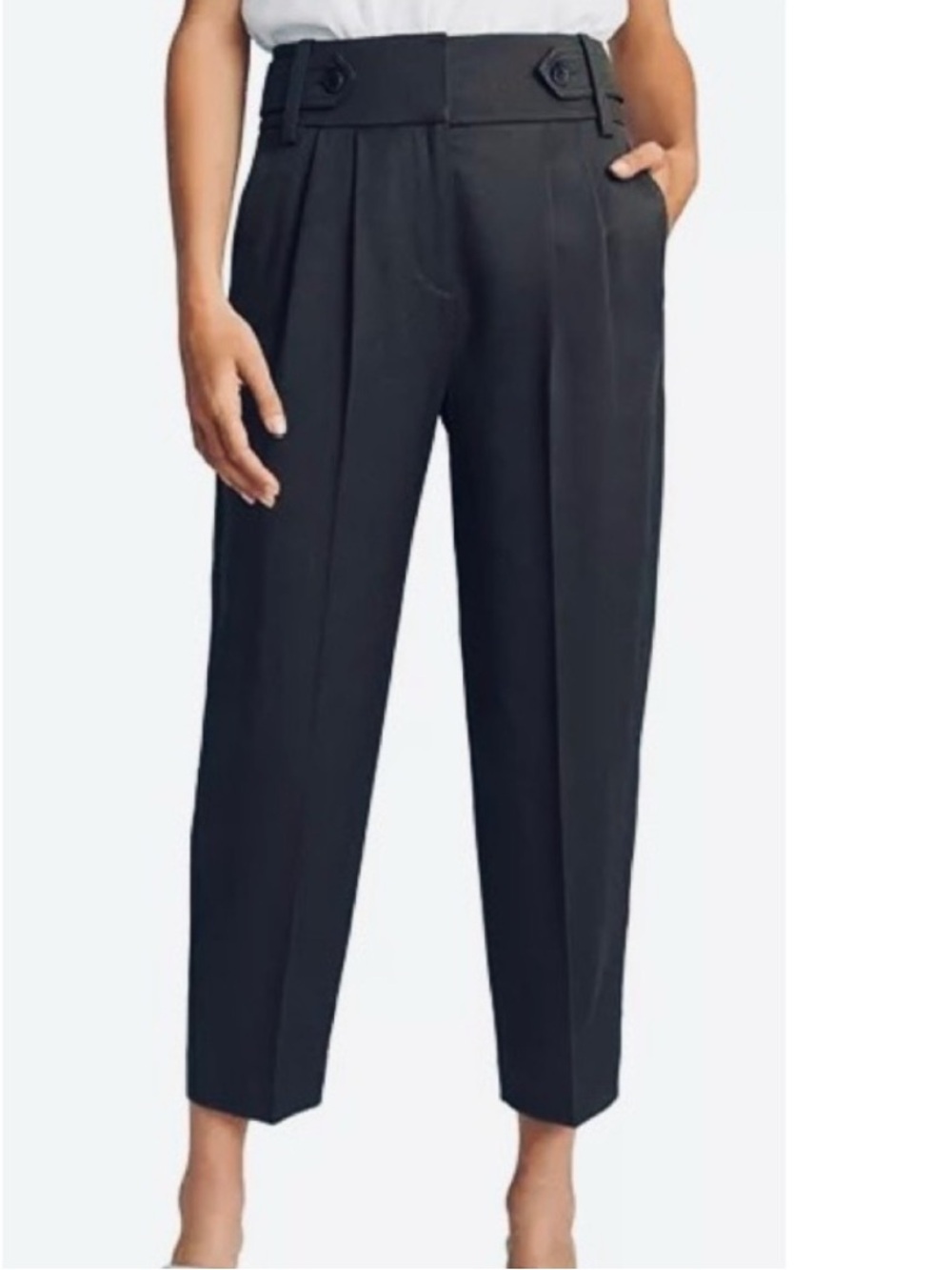 Reiss Stanton High-Waist Black Tailored Trousers